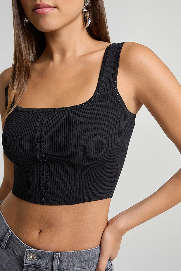 BSB RIBBED CROP TOP (052-110001 BLACK)