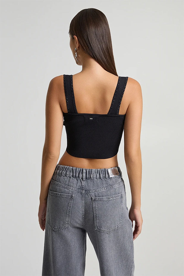 BSB RIBBED CROP TOP (052-110001 BLACK)