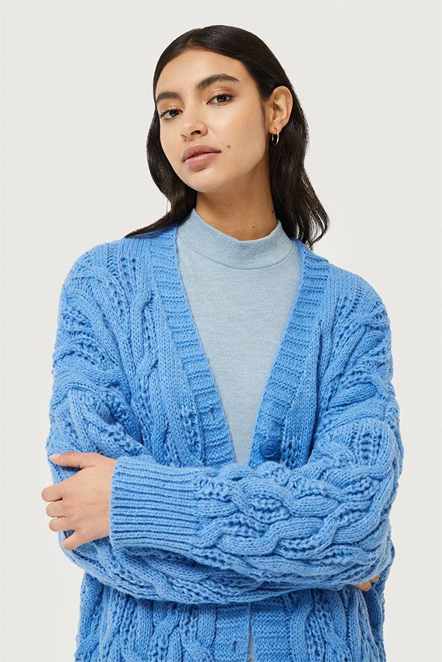 COMPANIA FANTASTICA KNITTED CARDIGAN (43C/10215 BLUE)